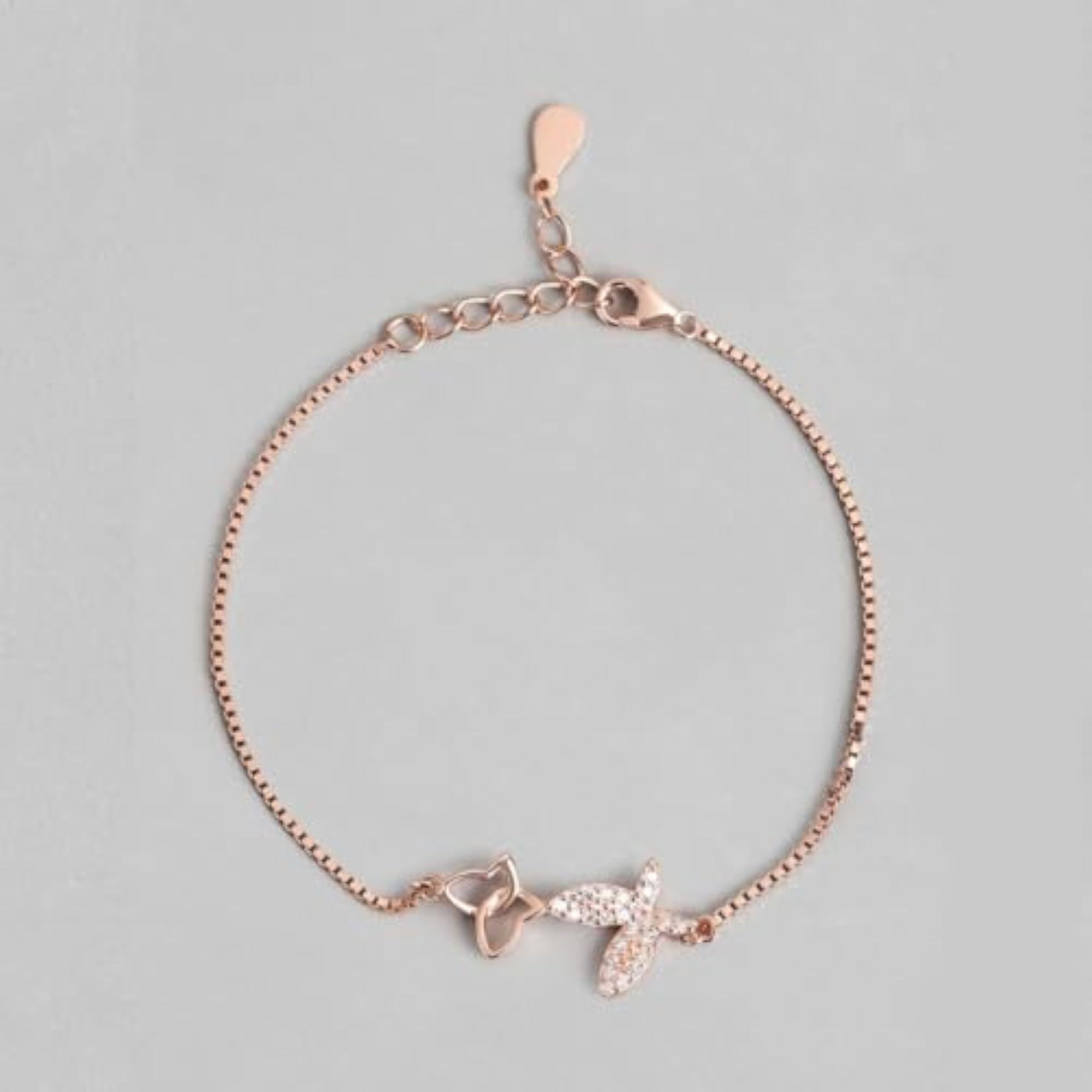 925 Sterling Silver Cubic Zirconia Butterfly Link Bracelet