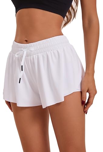 Gyozelem Shorts atléticos femininos de corrida tênis esportivo 2 em 1 camada dupla secagem rápida sh