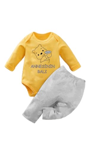 bebekpare Bebek Zıbın Takım 2li Sarı-Gri Annesinin Balı%100 Pamuk renkli 6-9 AY