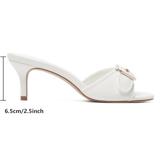 Image of Mostrin Kitten Heels for Women Summer Mules Heels Stiletto Heeled Sandals Slip On Backless Dressy Womens Sandals
