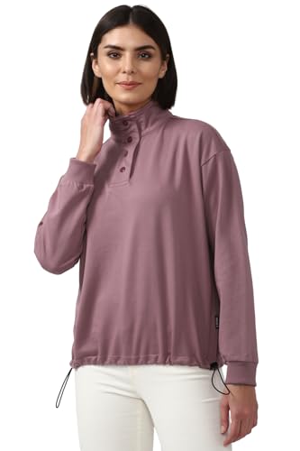 FOREVER 21 Sudaderas lisas de ajuste regular para mujer, Morado, 40