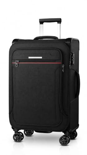 ABISTAB Toledo Koffer Weichschale erweiterbar – leichtes Oxford-Gewebe, leise 360° Doppelrollen, TSA-Zahlenschloss, Koffer 80x48x30cm 115L, Schwarz