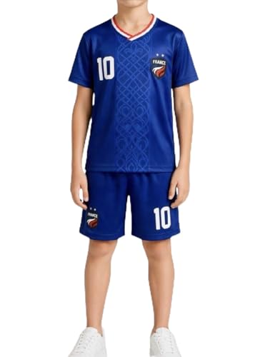 Ensemble de sport maillot et short de football pour entraînement et école (4-14 ans), Bleu France, 6