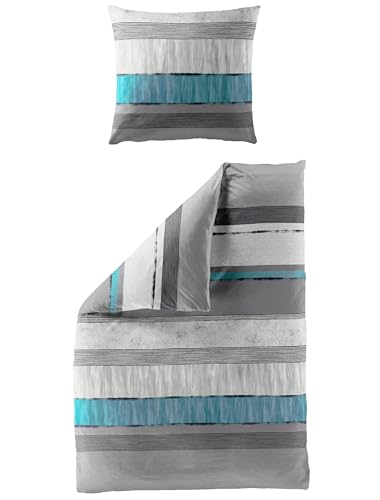 Foto von Bierbaum 6472_09 Mako-Satin-Bettwäsche Designed in Germany, 155 x 220 cm und 80 x 80 cm, silber