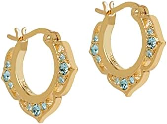 Origami Owl Disney Aladdin Princess Jasmine Mini Hoop Earrings With Aqua Crystals, Adorable & Lightweight, Gold
