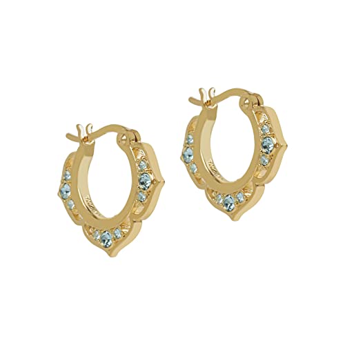 Origami Owl Disney Aladdin Princess Jasmine Mini Hoop Earrings With Aqua Crystals, Adorable & Lightweight, Gold #TOP2