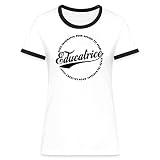 Spreadshirt® Éducatrice Cadeau Départ Crèche/Merci Maîtresse/Remerciement Fin d'Année T-Shirt Contrasté Femme, XL, Blanc/Noir