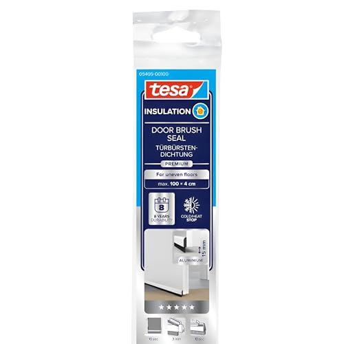 tesa INSULATION Premium Türdichtschiene für unebene Böden - Selbstklebende Alu-Türdichtung zum...