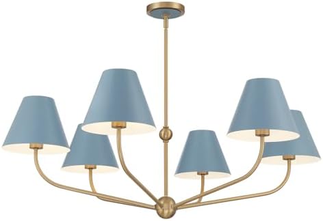 Crystorama Xavier 6 Light Vibrant Gold + Blue Chandelier