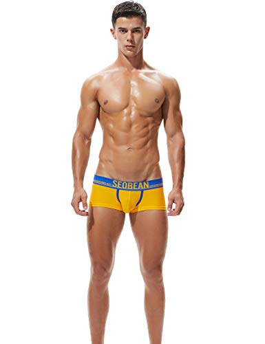 SEOBEAN Herren Low-Rise Sexy Boxer Brief Slip Trunks Unterwäsche Underwear (M(71-76cm), 90204 Gelb)