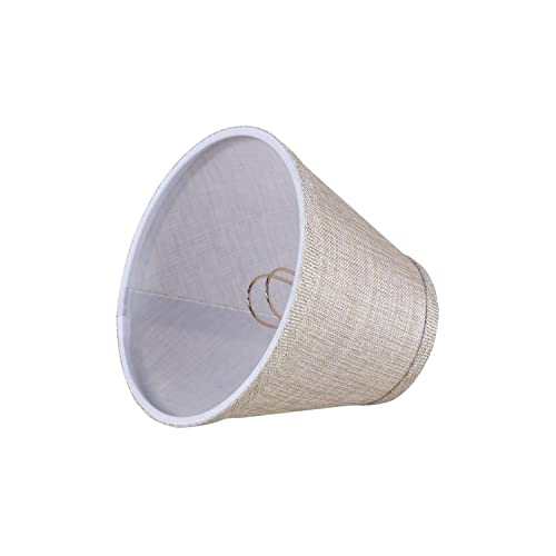 Image of Aspen Creative 51018-9, Hardback Empire Transitional Clip-On Chandelier Shade, Beige Linen Texture Fabric, 3 inch Top x 6 inch Bottom x 5 inch Slant, Set of 9