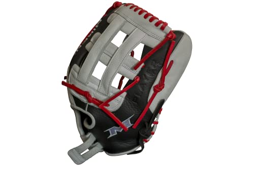 Miken Player Series Slowpitch Softball Glove, 14 Inch, Left Hand Throw, Black / White #TOP3