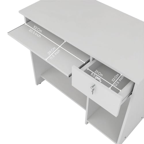 Image of Star Engineered Wood Study Table with Multi-Purpose Table Desk for Students, Computer Study Table with Drawer & Keyboard Tray - White