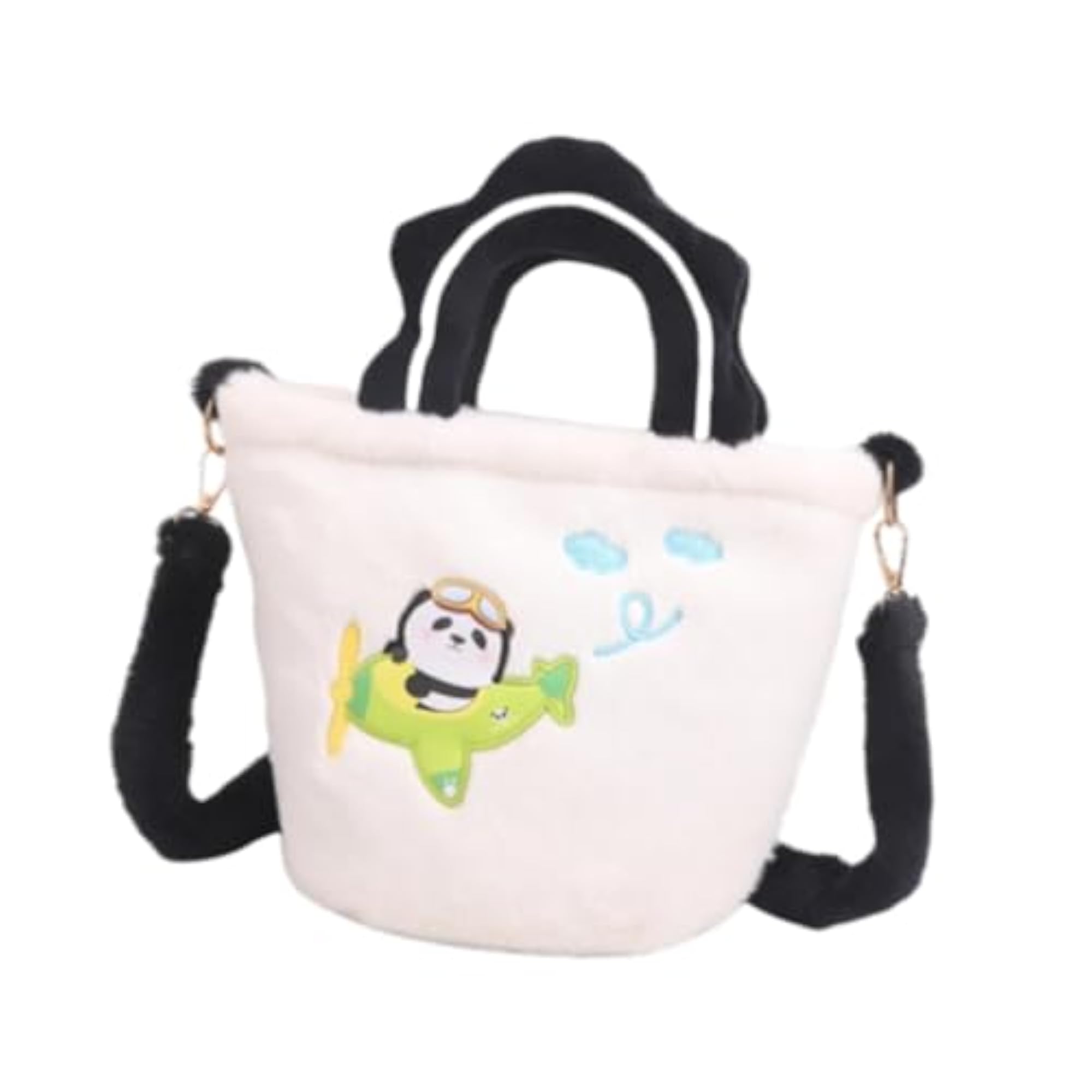 Large Capacity Plush Handbag with Detachable Shoulder Strap