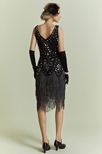BABEYOND 1920s Flapper Dress Roaring 20s Great Gatsby Costume Dress Fringed Embellished Dress2