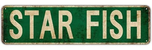 Funny 16x4 Inch Vintage Tin Metal Sign Star Fish Rustproof Weatherproof Wall Art for Garage, Man Cave, Bar, Outdoor Patio Retro Decor Gift for Men