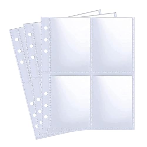 CLKE 30 Pack 120 Pockets A4 Photo Sleeves, Transparent Postcard Sleeves for A4 2/3/4 Ring Binder, Photo Album Refill Pages Kpop photocard Binder, 2 Pocket Single Sided Photo Page Protector(31cm*23cm)