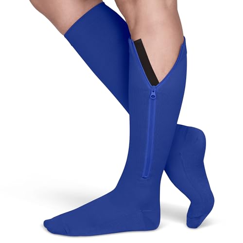 Image of TheraMagic Zipper Compression Socks for Men & Women, 20-30mmHg Closed Toe Graduated Zippered Compression Stocking