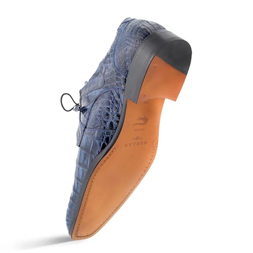 Image of Mezlan Anderson Crocodile Lace Up - Men's Genuine Crocodile Plain Toe Blucher with Memory Foam Insole - Handmade in Spain