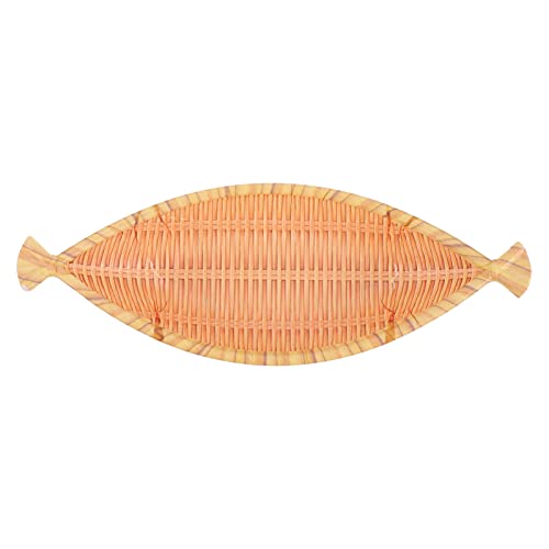 SOLUSTRE Decorative Basket Plastic Container Imitation Bamboo Woven Kitchen Tray Storage Holder