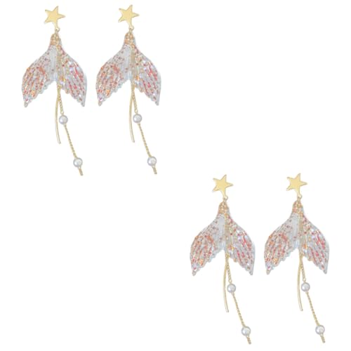 Boucles d'oreilles sirène asymétriques avec perles délicates au design artistique