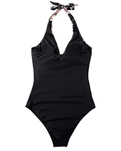 Image of SUUKSESS Women Sexy Tummy Control One Piece Swimsuits Halter Push Up Bathing Suits