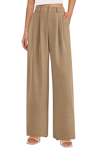PRETTYGARDEN Women's Summer Elastic High Waisted Work Pants Straight Leg Dressy Business Casual Trousers Slacks Pockets