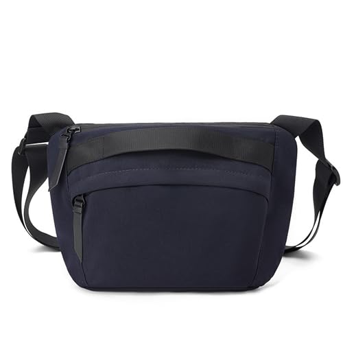Image of Waterproof Nylon Small Waist Bag for Men & Women | Convertible Crossbody Shoulder Bag with Adjustable Strap, 3 Pockets & Inner Divider | Stylish Travel Fanny Pack for Outdoor, Gym. (Dark Blue)