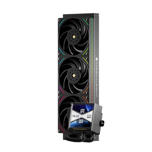 Thermalright Peerless Vision 360 UB ARGB Black CPU Aio, sistema di raffreddamento ad acqua con ventole in linea, schermo LCD IPS da 3,95 con risoluzione 480 x 480, per AM4/AM5; Intel 1700/1851