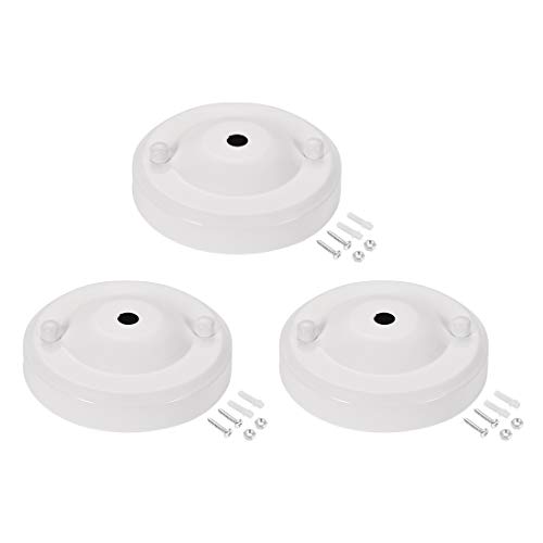 sourcing map Retro Light Canopy Kit Pendant Lighting Ceiling Plate 104mm 4.1Inch White 3Pcs