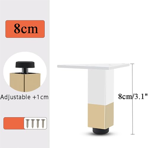Pieds de meuble carrés blanc et or pour table basse de salon