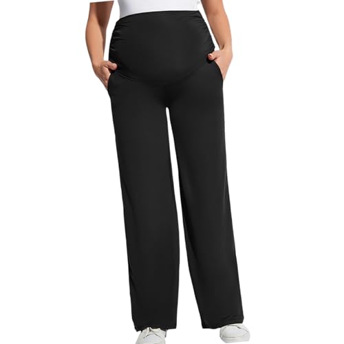 Pantalon de grossesse noir pour cocooning et vie active avec maintien abdominal doux