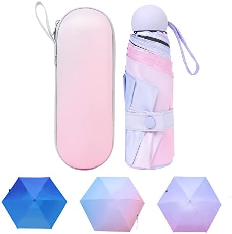 Mini Windproof Folding Travel Umbrella, Sun & Rain Umbrellas, Compact Portable for Women Men Multiple Colors