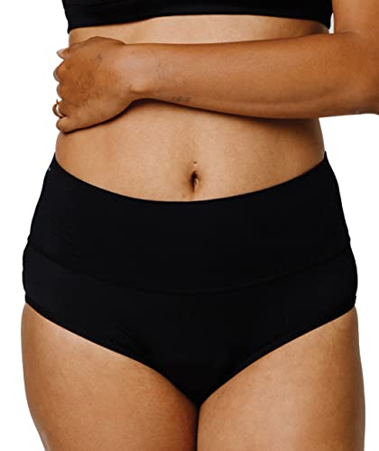 MOONTHLIES Period Underwear for Women, High Waist Brief Menstrual Panties for Adult, Teens, Girls, Plus Size (Black / 1 pair, XXS)