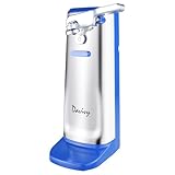 Davivy Electric Can Opener, One Touch Lid Opening, Removable Stainless Steel Cutter and 3-in-1 Design, with Sharpener and Bottle Opener, Stainless Steel-Blue)