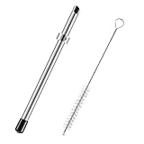 JINYUNIAO ステンレススチール ストローホールパンチャーツール ブラシ付き 飲料準備用 実用的なレモン絞りアクセサリー