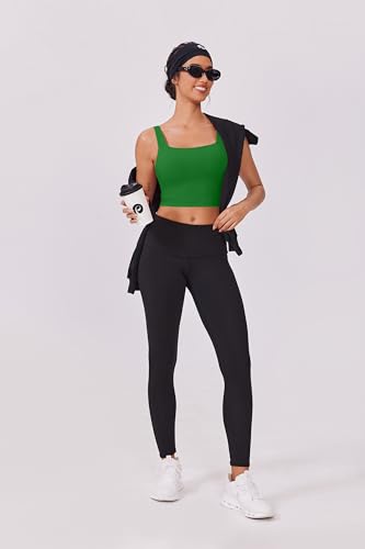 Image of PINSPARK Sports Bra for Women Square Neck Longline Tank Top with Built in Bra