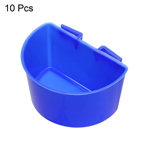 PATIKIL Mini Bird Feeder Cage Cups, 10 Pack Pigeon Water Bowl Large Feeding Sand Cup Hanging Container for Parrot Poultry Blue - Image 3