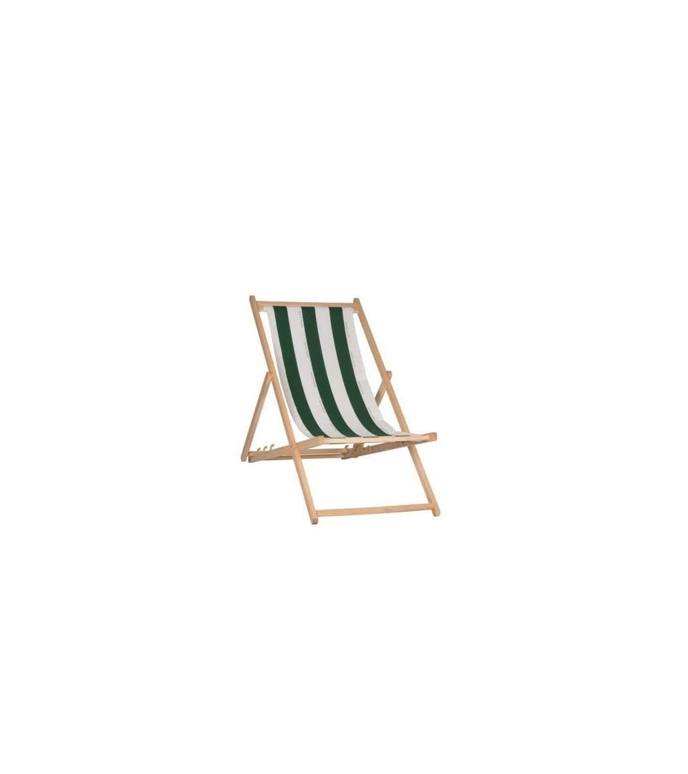 Chilienne en bois et coton Cancale rayé vert avec toile transat amovible