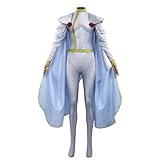 Hryuiew Storm Costume Women 3Pcs Bodysuit Cape and X-Logo Badge Superhero Storm Cosplay Outfit Adult Halloween Full Set (White-Full Set, Medium)