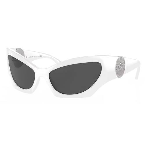 Versace VE 4450 314/87 White Plastic Cat-Eye Sunglasses Grey Lens