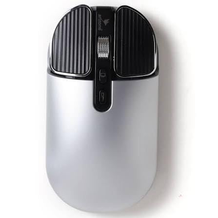 Image of KINGSTER Wireless Bluetooth Rechargeable Mouse - Silent Click, Dual Mode (BT 5.2 + 2.4GHz), Adjustable DPI (800 /1200 /1600), Ergonomic Design - for Laptop, PC, Mac (White & Multi-Color) (Grey)