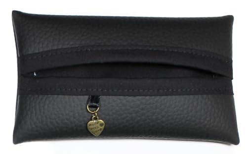 Etui à mouchoirs en simili cuir et tissu (Noir et noir)