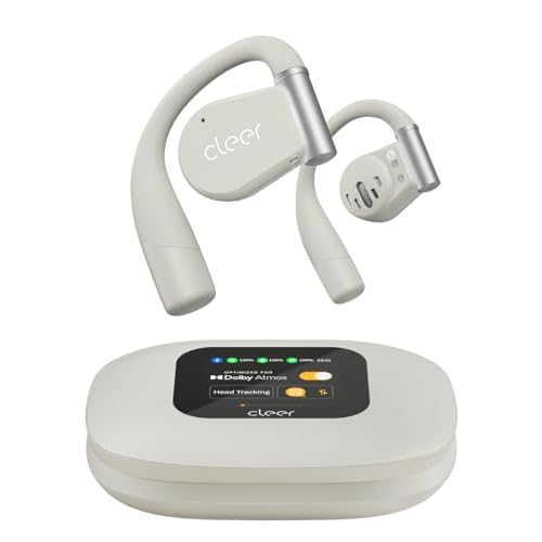 Cleer ARC 3 Open Ear Headphones - Dolby Audio, Snapdragon Sound True Wireless Earbuds, 50Hr Battery, Bluetooth 5.4, IPX 7, Multi-Point, Smart Controls, Light Grey