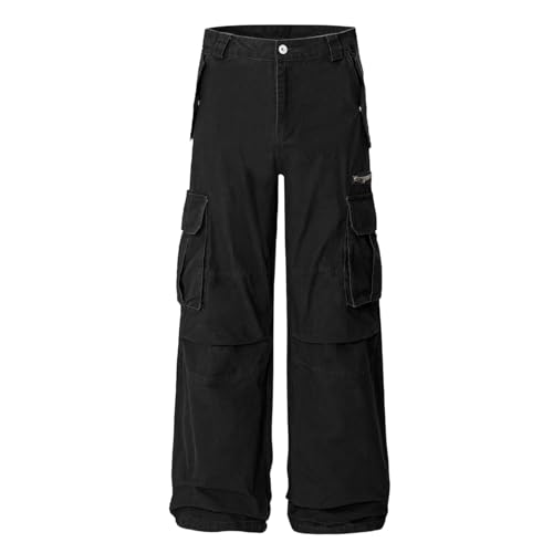 Men's Pants Spring Summer American Retro Zipper Casual Cargo Trouser for Men