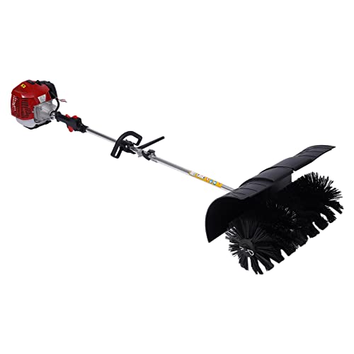 GEYOPMID 52CC Hand-Held Artificial Turf Sweeper, Two-Stroke Air-Cooled Fuel Artificial Grass Broom 2.3 HP Gasoline Engine Easy-Starting Roller Brush Clean Sweeper for Sweeping Lawns On Farms