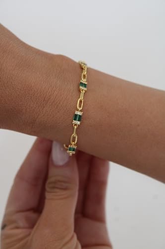 Emerald Bracelet, 18k Gold Plated, Stunning Color3