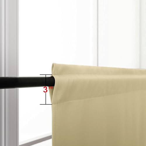 Image of KOUFALL Rod Pocket Blackout Tier Short Curtains-Biscotti Beige-34x30