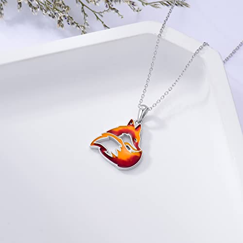 PELOVNY Red Blue Fox Flame Necklace for Women 925 Sterling Silver Nature Fire Nation Pendant Jewelry Gifts for Mom Daughter Wife3