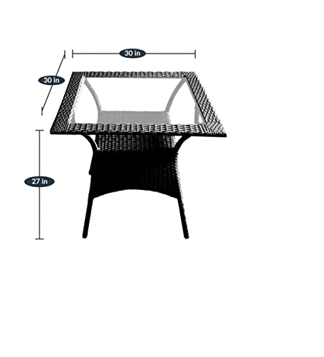 Image of Anaya Decor D-8 Chairs Table Set 4+1 Wicker Patio Furniture Sets 4 Chair and 1 Table for Garden Balcony Bedroom Powder Coated Frame Uv Protected Wicker (Black)